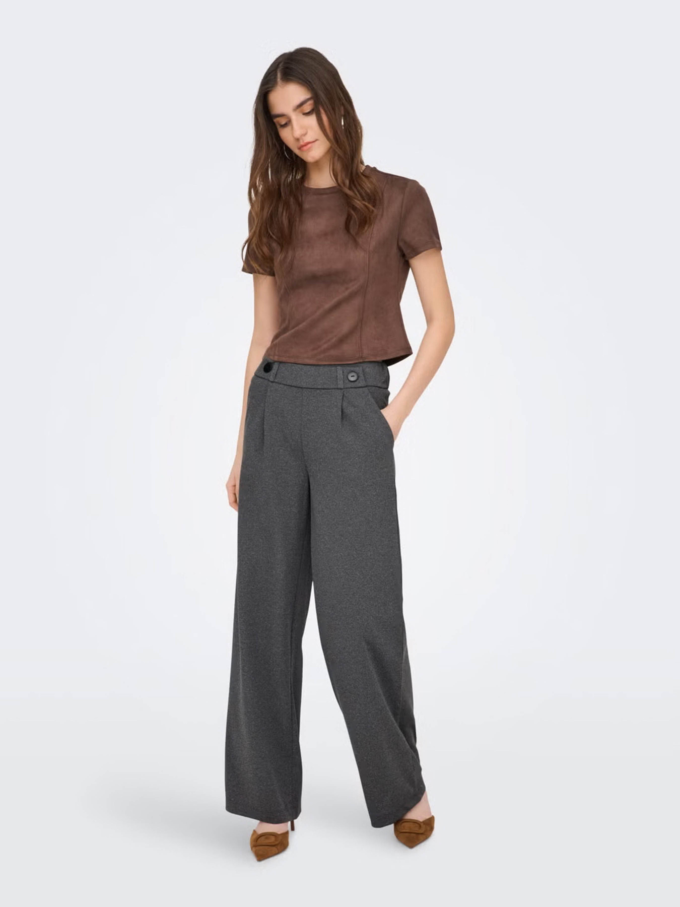 Брюки JDY GEGGO LIFE NEW LONG PANT модель 15208430_Medium Grey Melange BLACK Брюки JDY GEGGO LIFE NEW LONG PANT модель 15208430_Medium Grey Melange BLACK Фото
