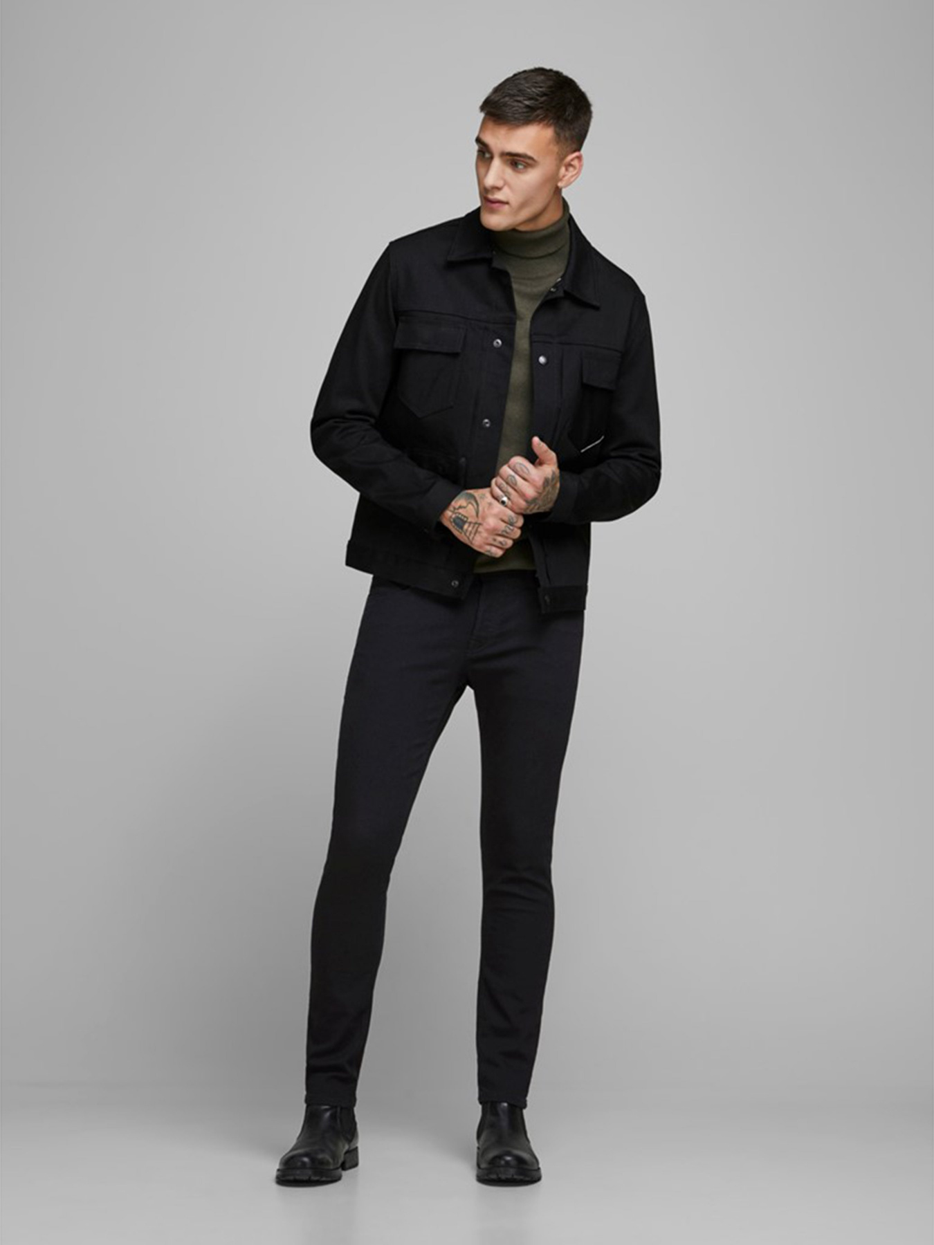 Зауженные джинсы JACK & JONES модель 12152346_Black Denim Фото