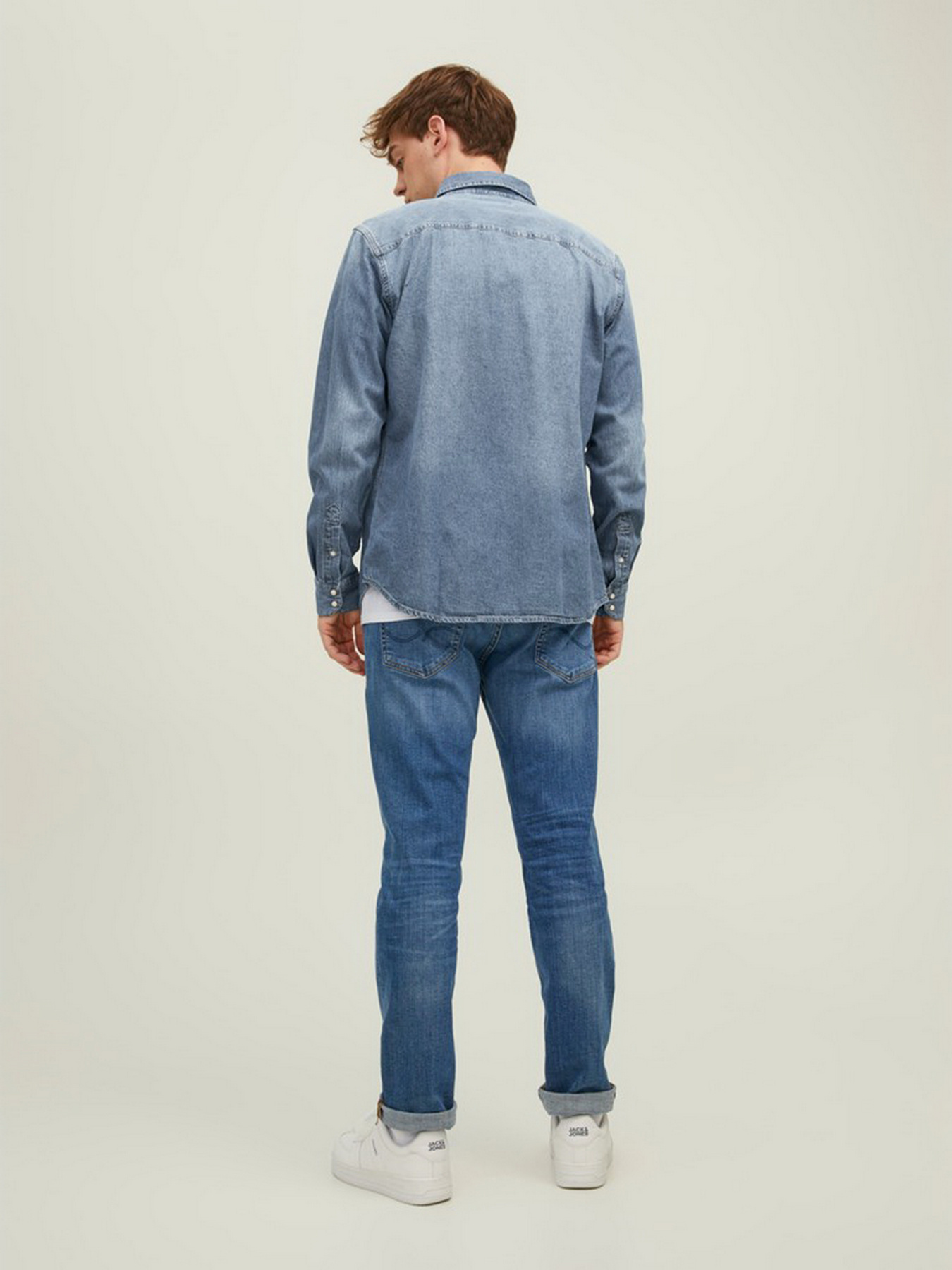 Сорочка повсякденна JACK & JONES модель 12138115_Medium Blue Denim Фото