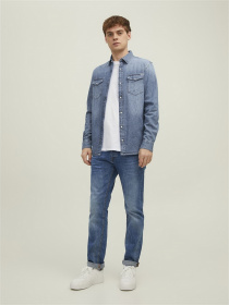 Сорочка повсякденна JACK & JONES модель 12138115_Medium Blue Denim Фото