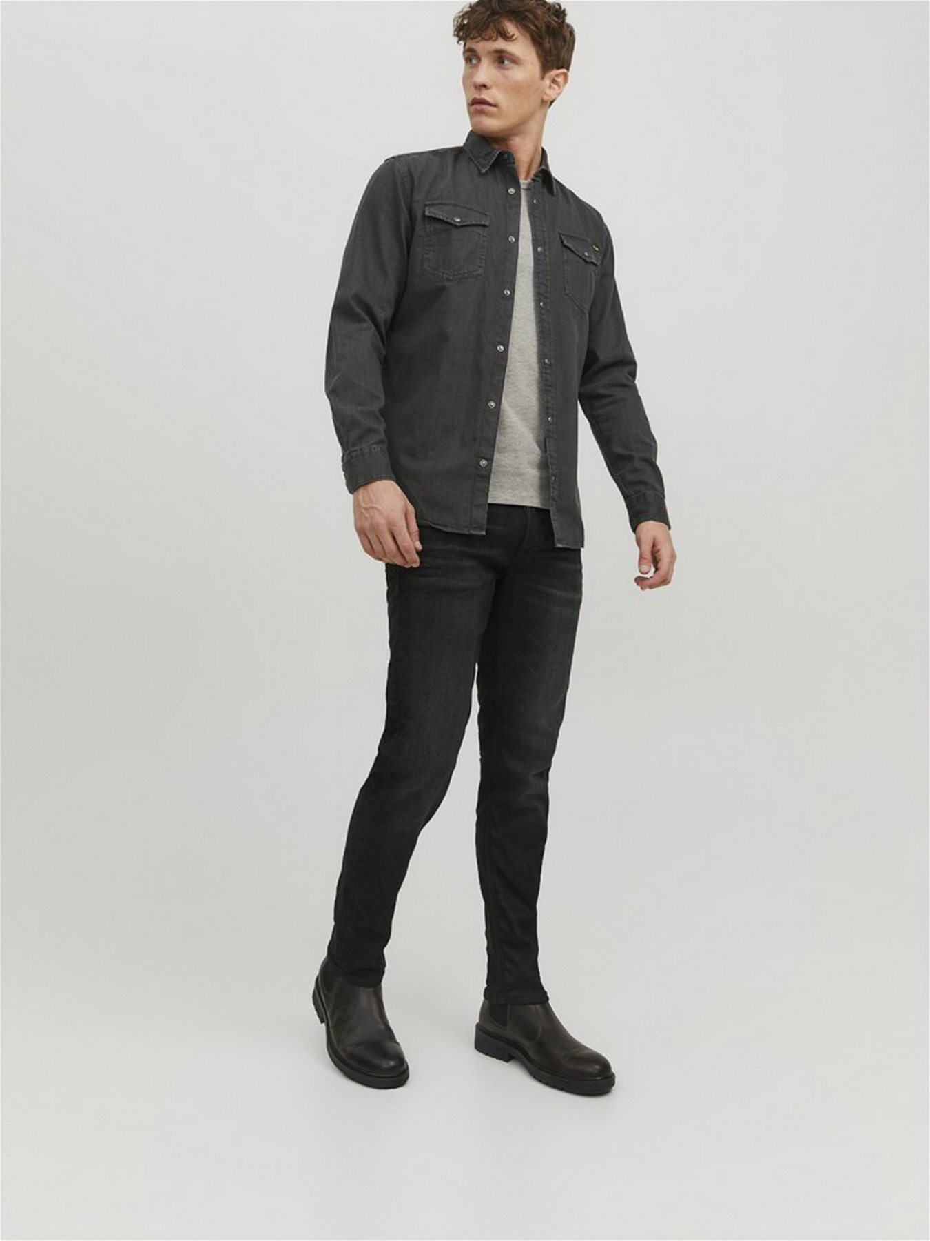 Сорочка повсякденна JACK & JONES модель 12138115_Black Denim Фото