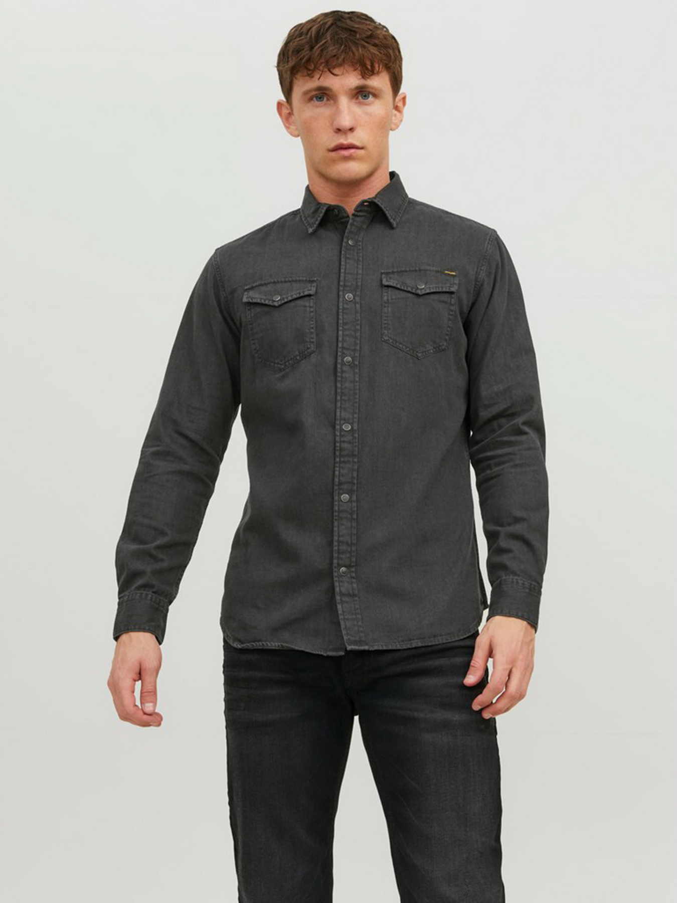 Сорочка повсякденна JACK & JONES модель 12138115_Black Denim Фото
