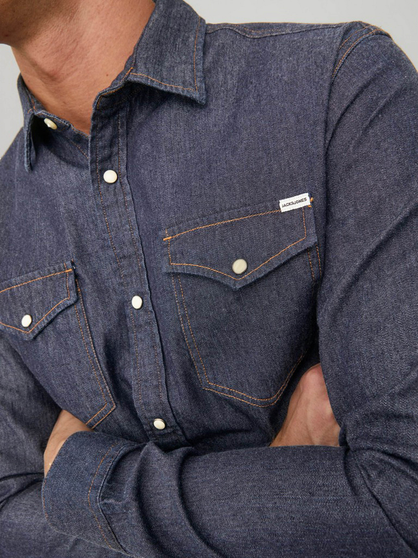 Рубашка JACK & JONES модель 12138115_Dark Denim Фото