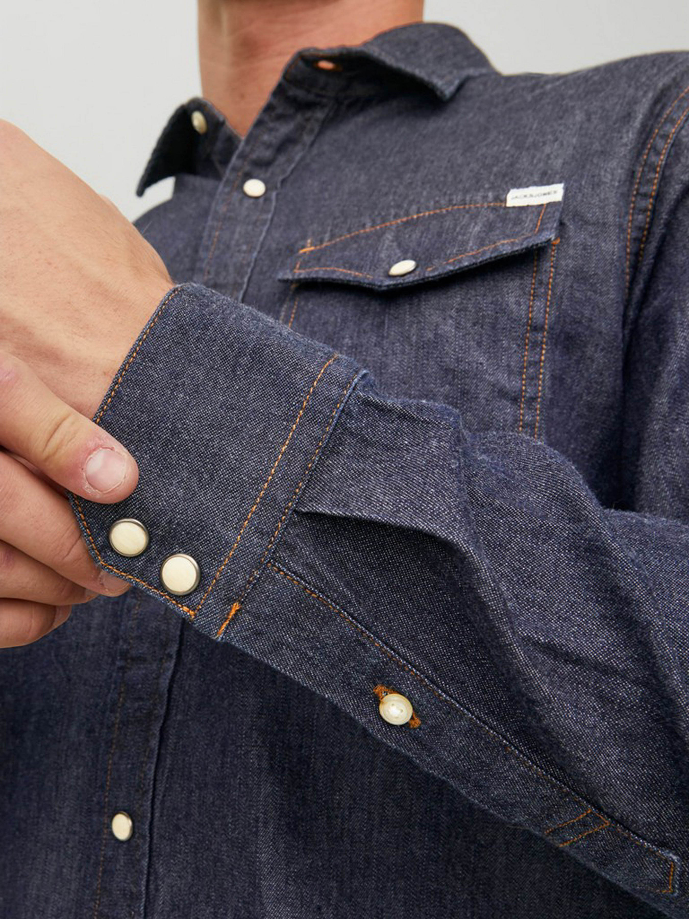 Рубашка JACK & JONES модель 12138115_Dark Denim Фото