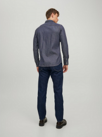 Рубашка JACK & JONES модель 12138115_Dark Denim Фото