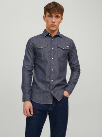 Рубашка JACK & JONES модель 12138115_Dark Denim Фото