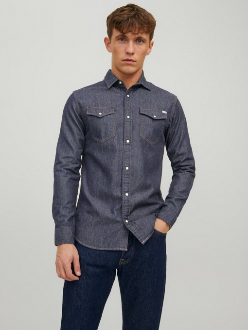 Рубашка JACK & JONES модель 12138115_Dark Denim Фото