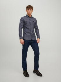Сорочка повсякденна JACK & JONES модель 12138115_Dark Denim Фото