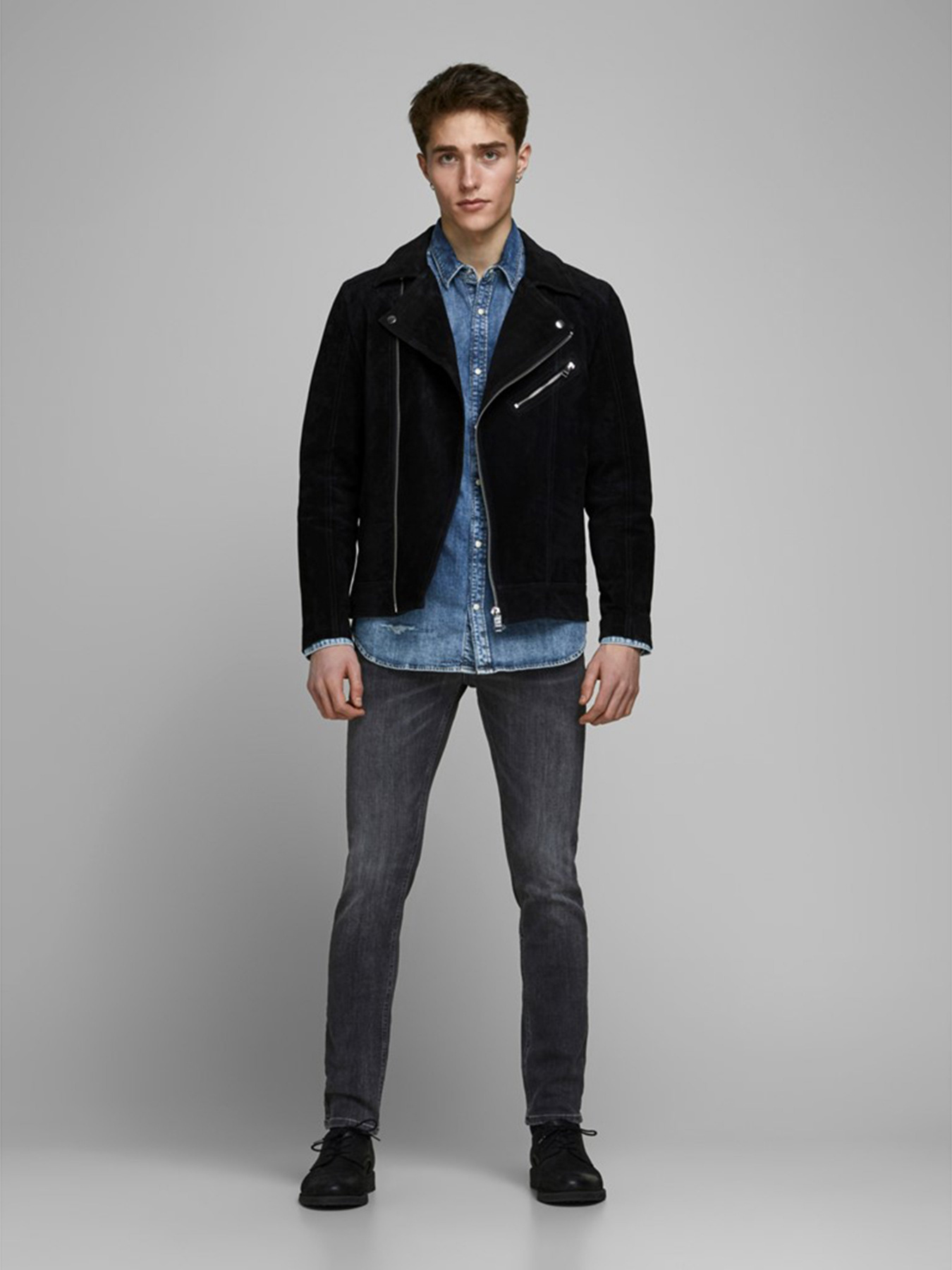 Зауженные джинсы JACK & JONES модель 12159030_Black Denim Фото