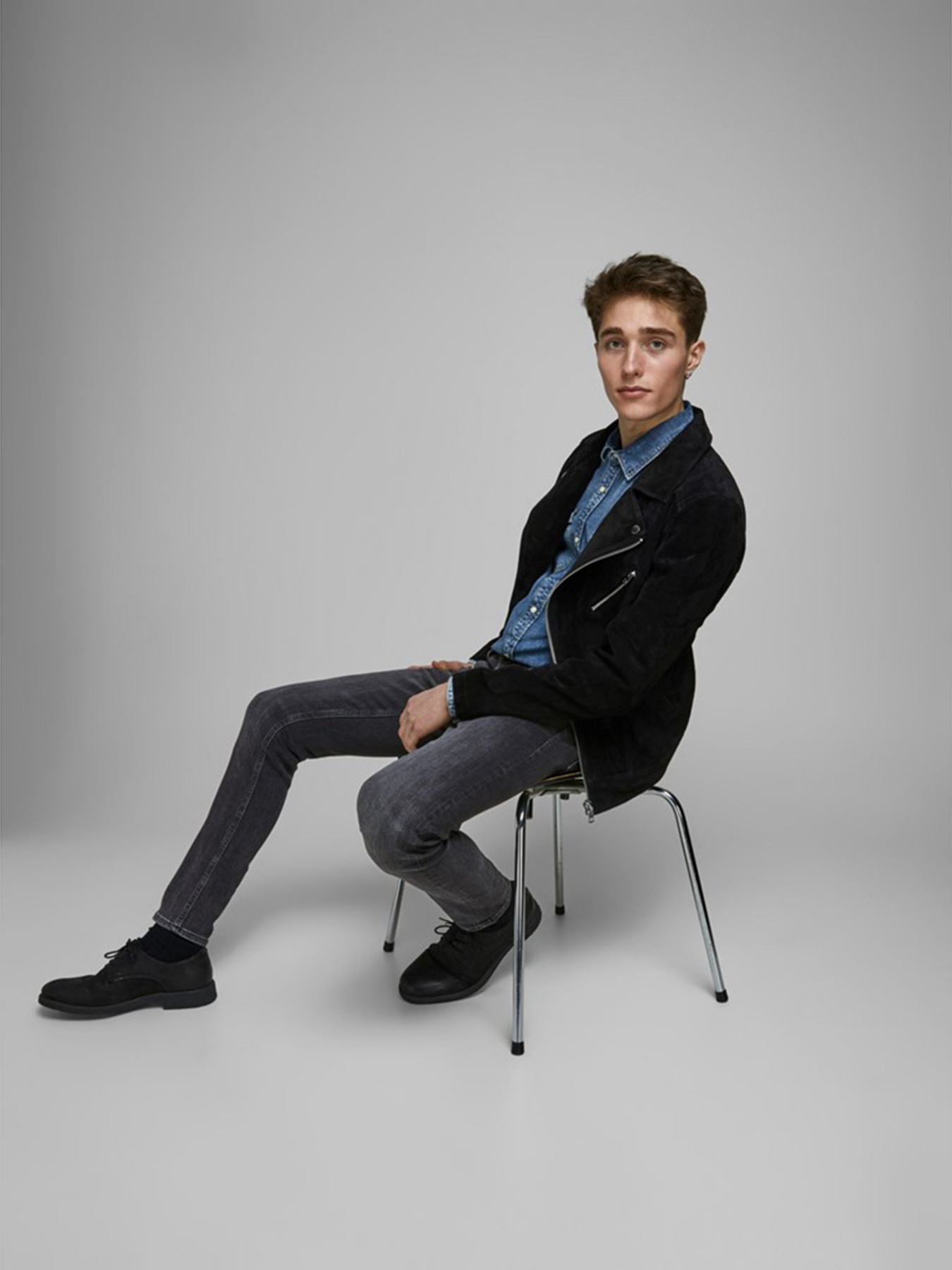 Зауженные джинсы JACK & JONES модель 12159030_Black Denim Фото