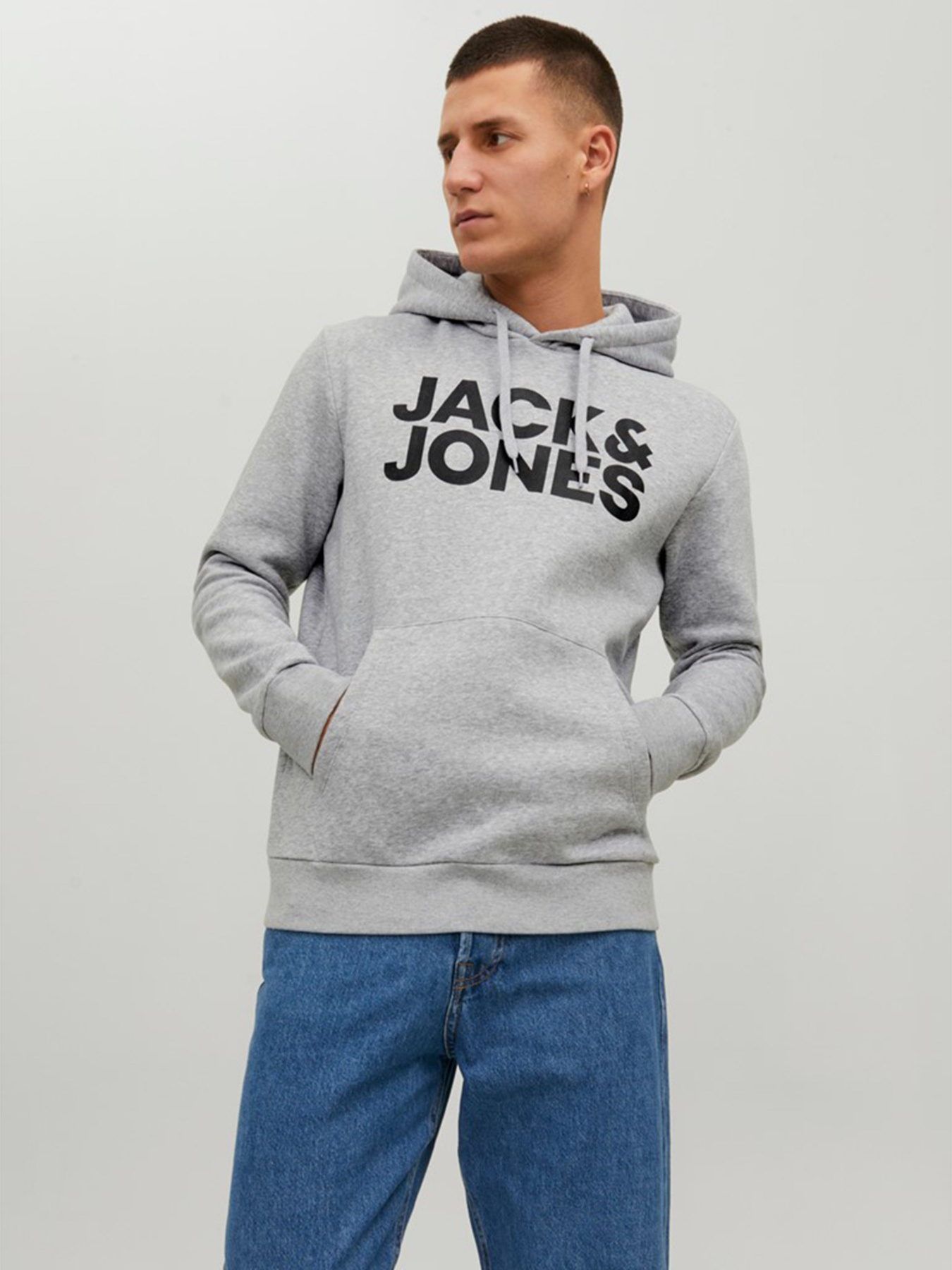 Худи JACK & JONES модель 12152840_Light Grey Melange Фото