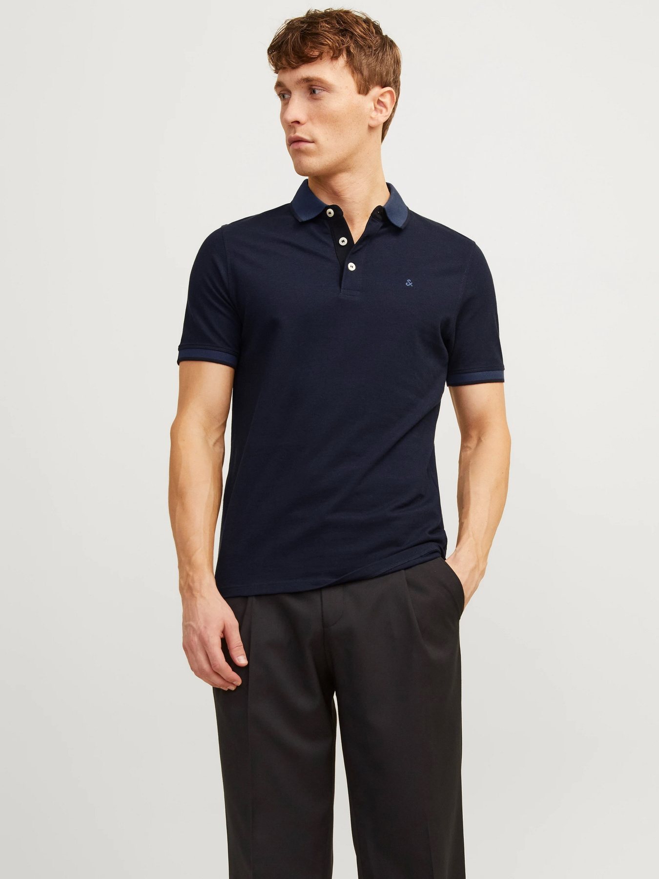 Поло JACK & JONES модель 12136668_Dark Navy SLIM FIT Фото