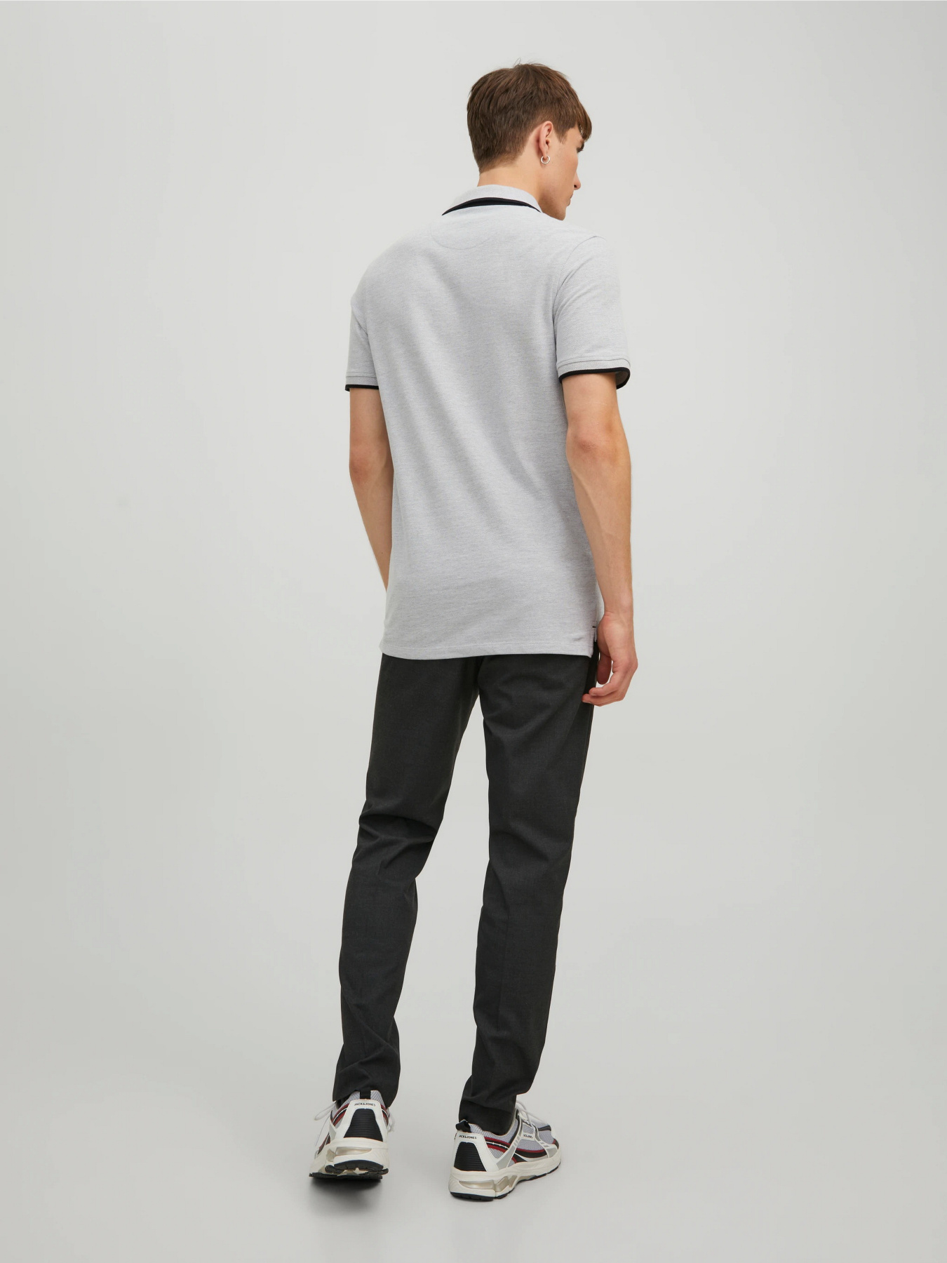 Поло JACK & JONES модель 12136668_Light Grey Melange SLIM FI Фото