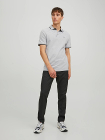 Поло JACK & JONES модель 12136668_Light Grey Melange SLIM FI Фото
