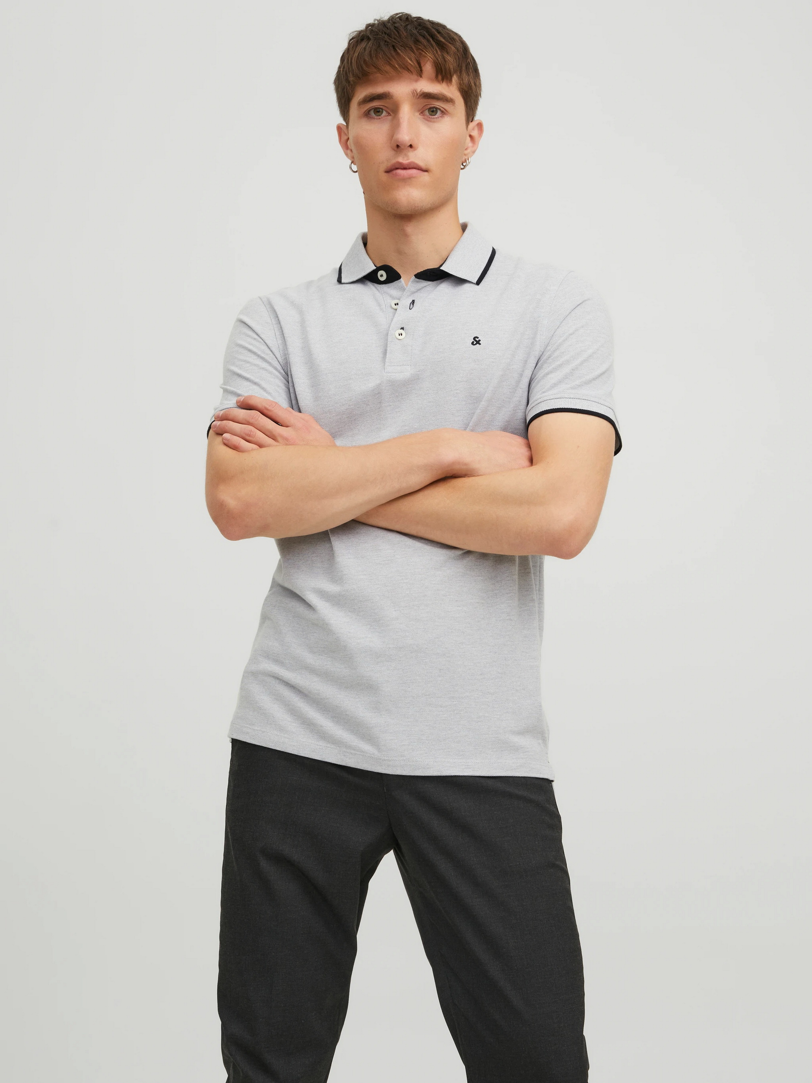 Бавовняне Чоловіче Поло JACK & JONES PAULOS POLO (JNJ271) колір сірий