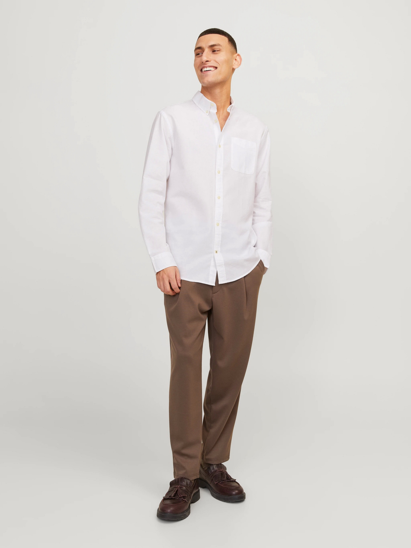 Рубашка JACK & JONES модель 12182486_White SLIM FIT Фото