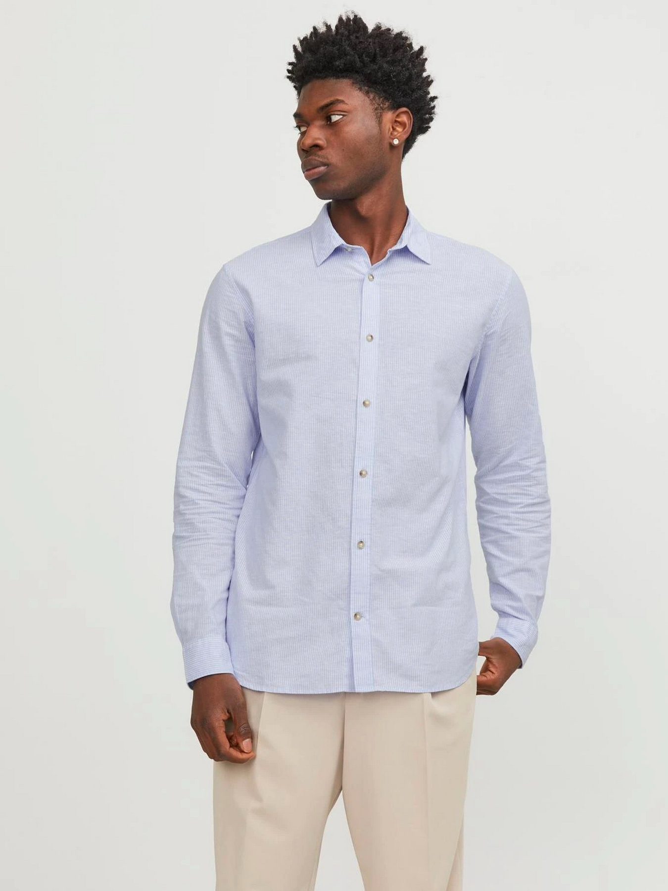 Сорочка повсякденна JACK & JONES модель 12248384_Cashmere Blue /WHITE Фото