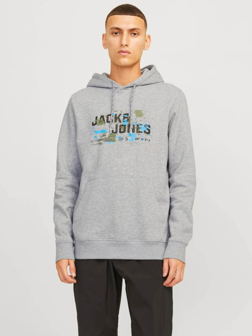 Худи JACK & JONES модель 12261670_Light Grey Melange Фото