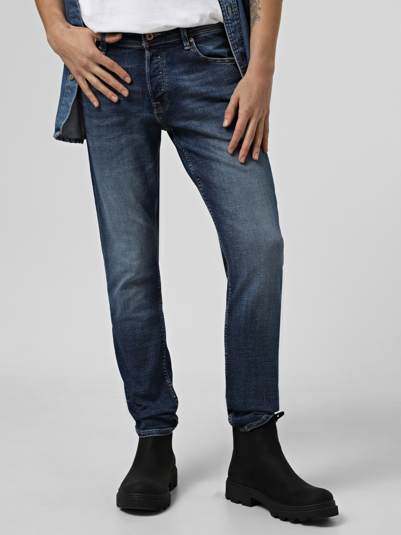 Прямые джинсы JACK & JONES модель 12263286_Blue Denim Фото