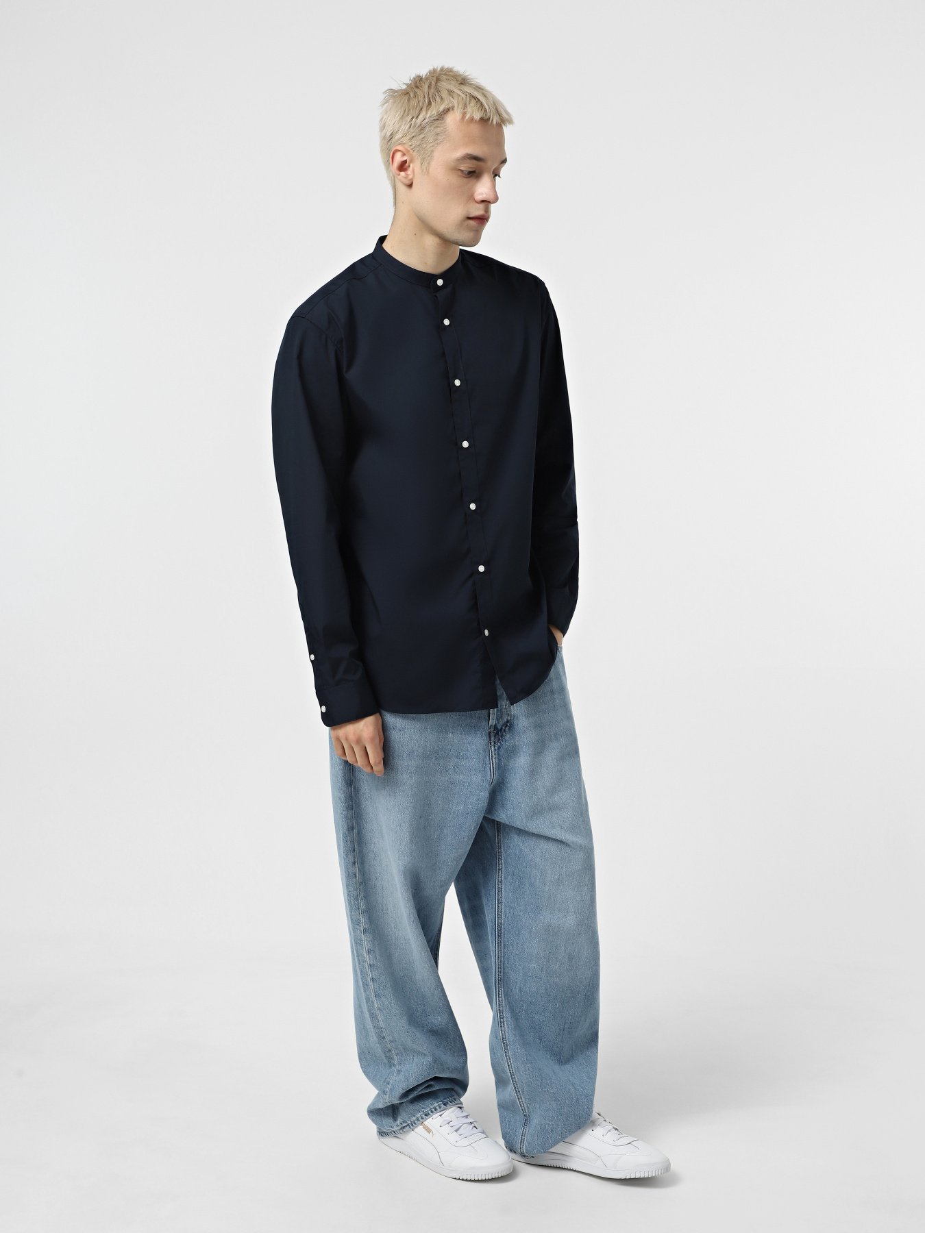 Рубашка повседневная JACK & JONES модель 12205921_Navy Blazer Фото