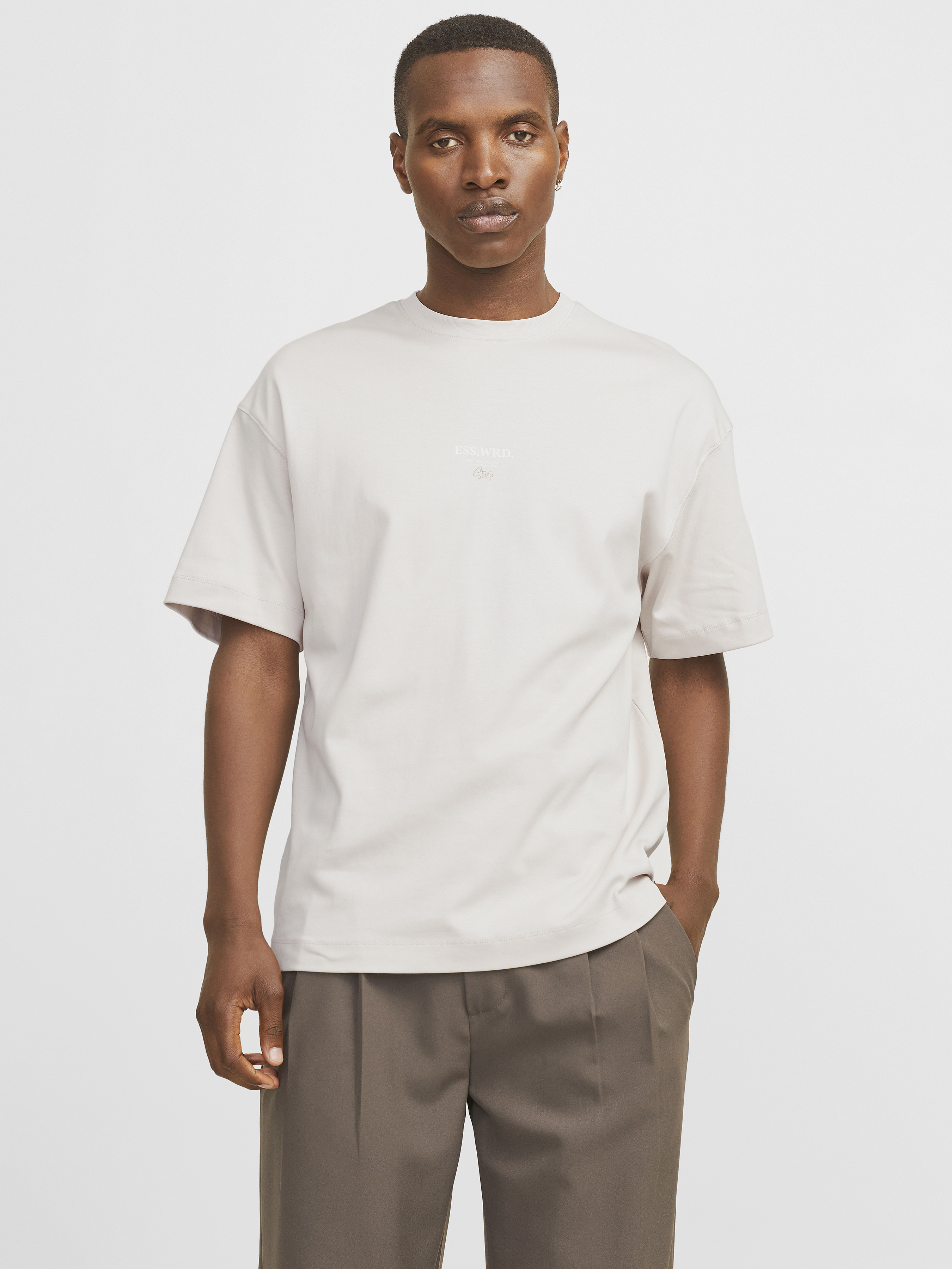 Бавовняна Чоловіча Футболка JACK & JONES  (JNJ477) колір бежевий