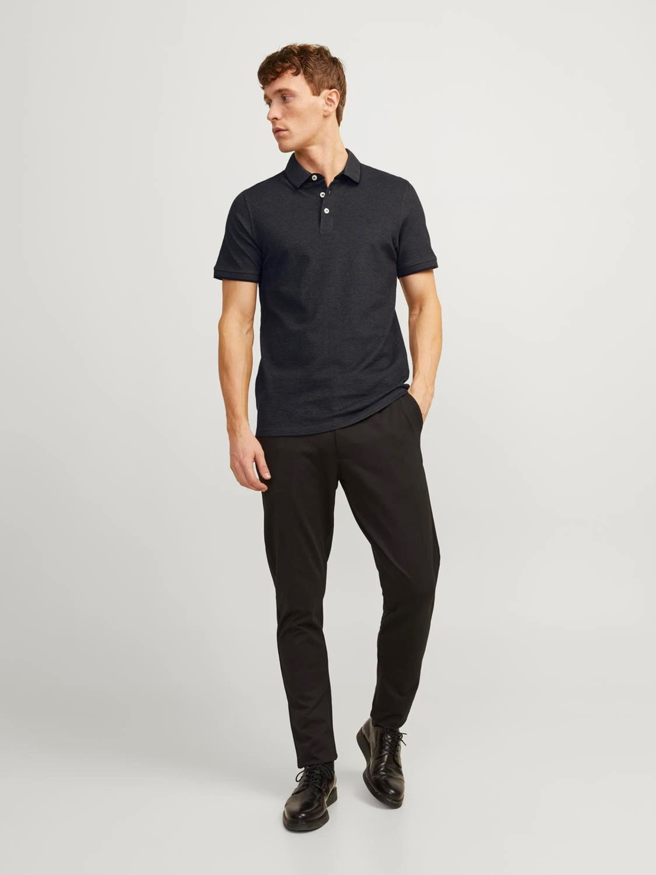 Поло JACK & JONES модель 12136668_Dark Grey Melange SLIM FIT Фото