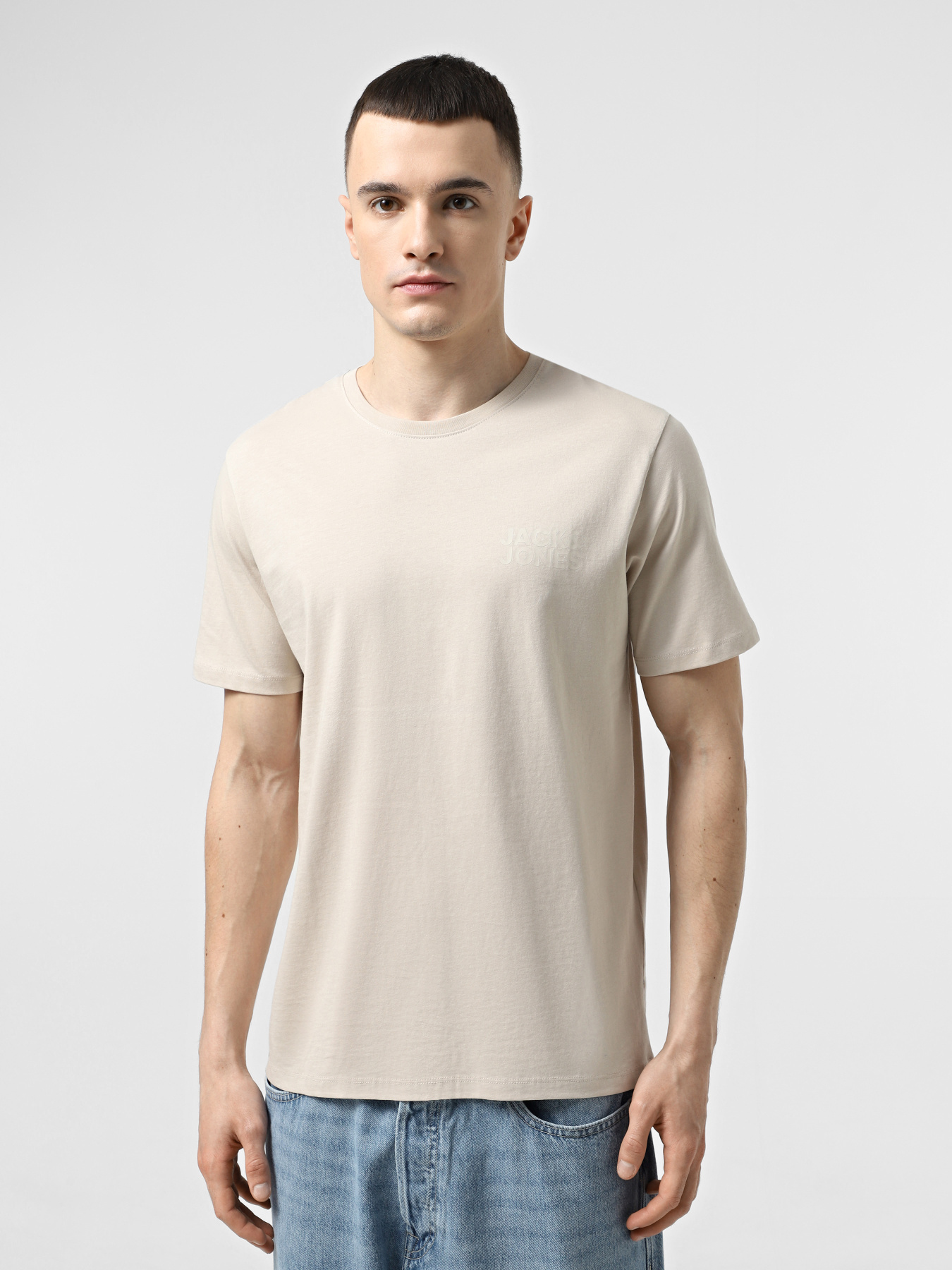 Футболка JACK & JONES модель 12151955_Moonbeam Small Print/Moonb Фото