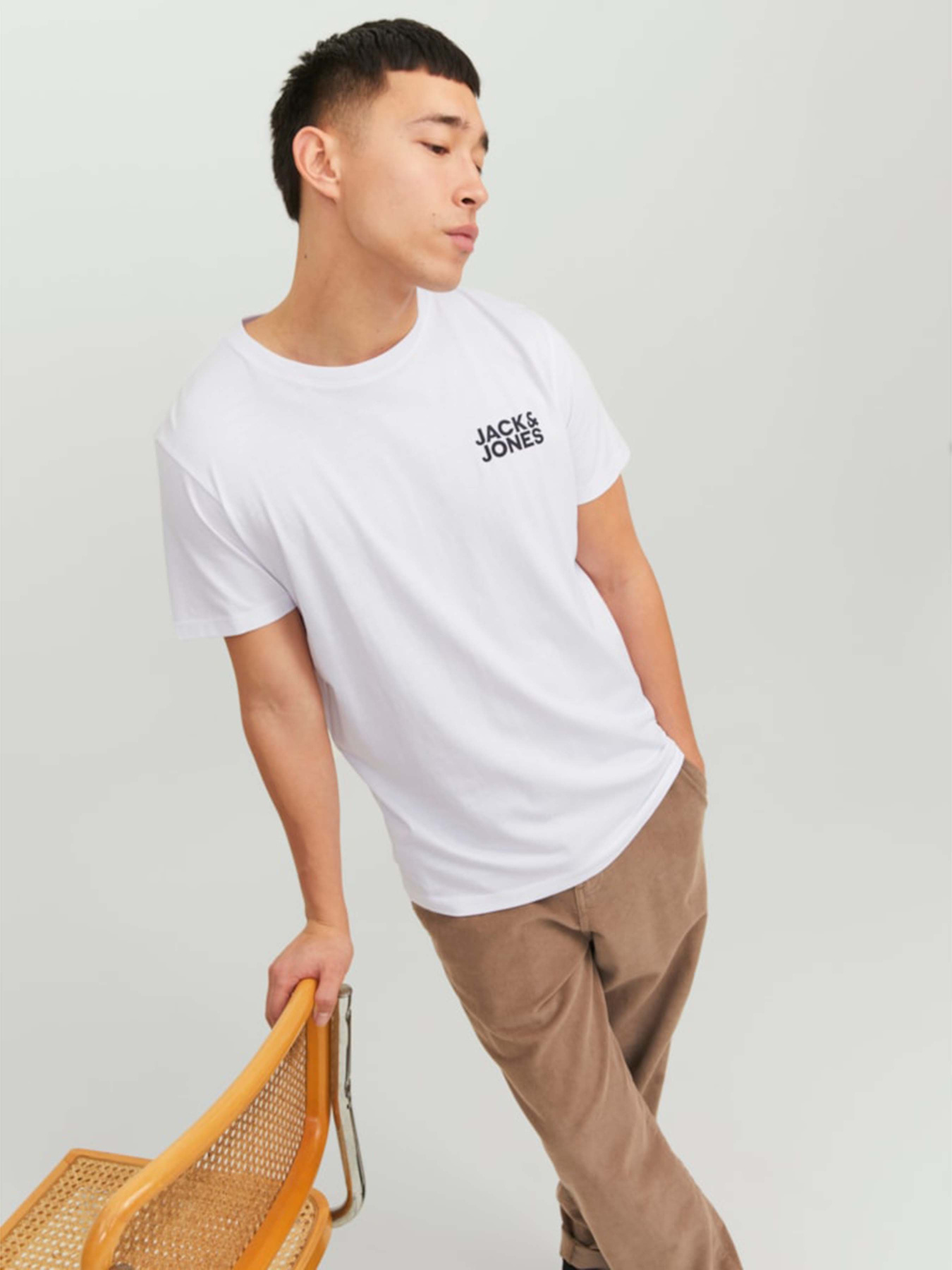 Футболка JACK & JONES модель 12151955_White Slim/Small Print/Bla Фото