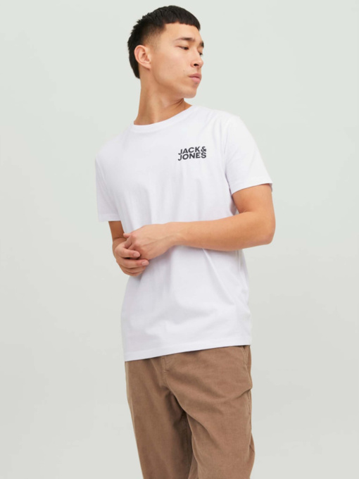 Футболка JACK & JONES Модель 12151955_White Slim/Small Print/Bla Фото