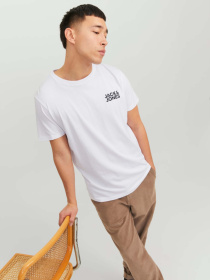 Футболка JACK & JONES модель 12151955_White Slim/Small Print/Bla Фото