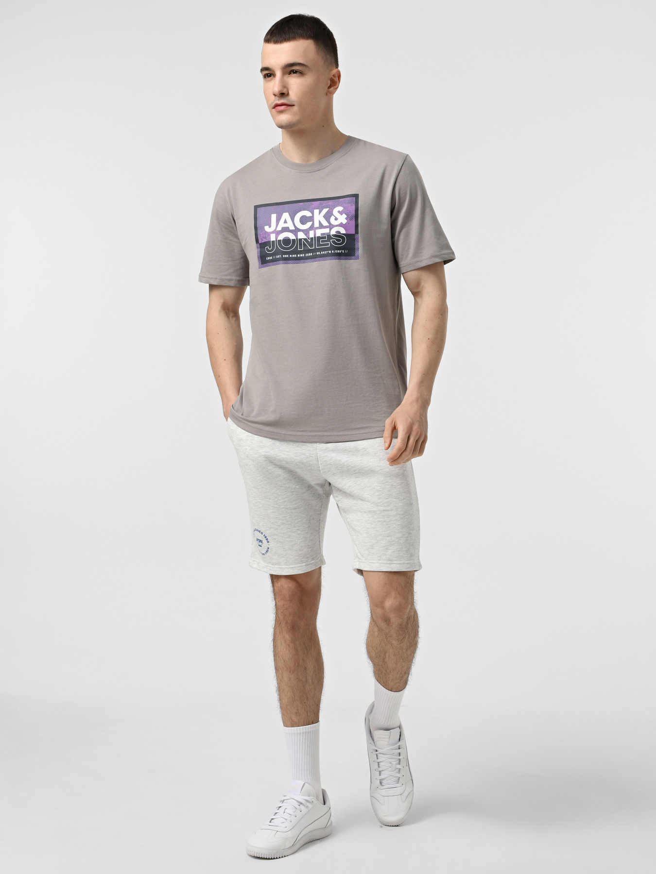 Повседневные шорты JACK & JONES модель 12268446_White Melange Фото