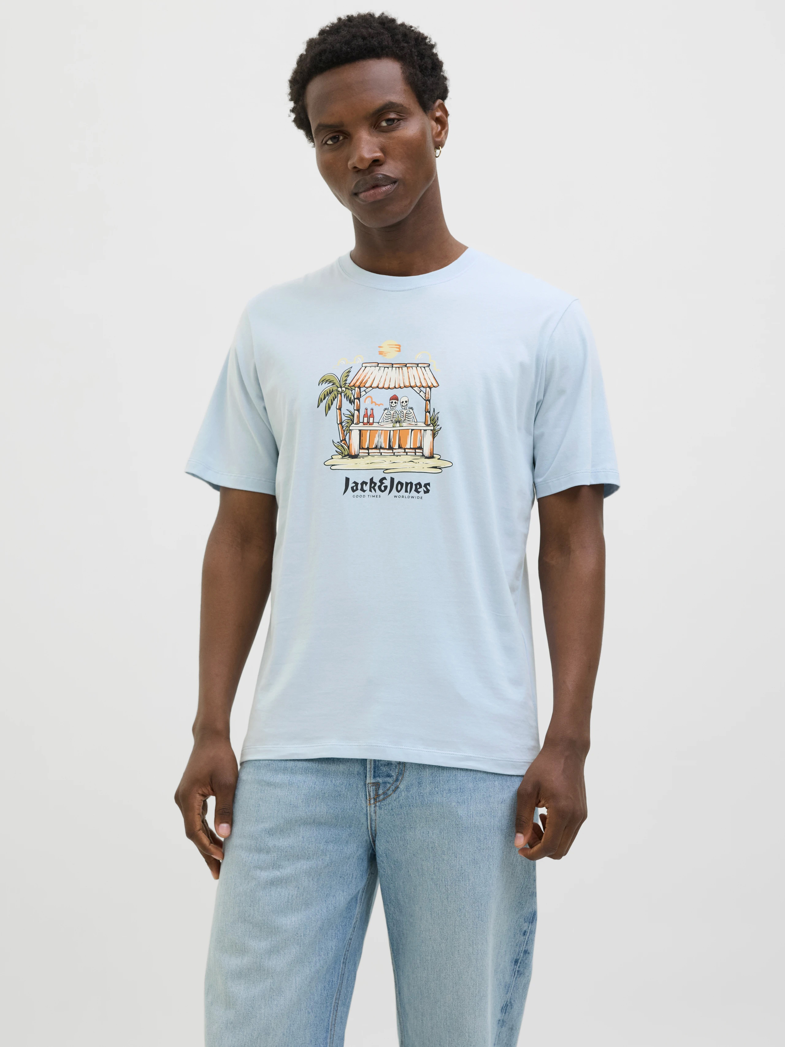 Бавовняна Чоловіча Футболка JACK & JONES  (JNJ623) колір блакитний