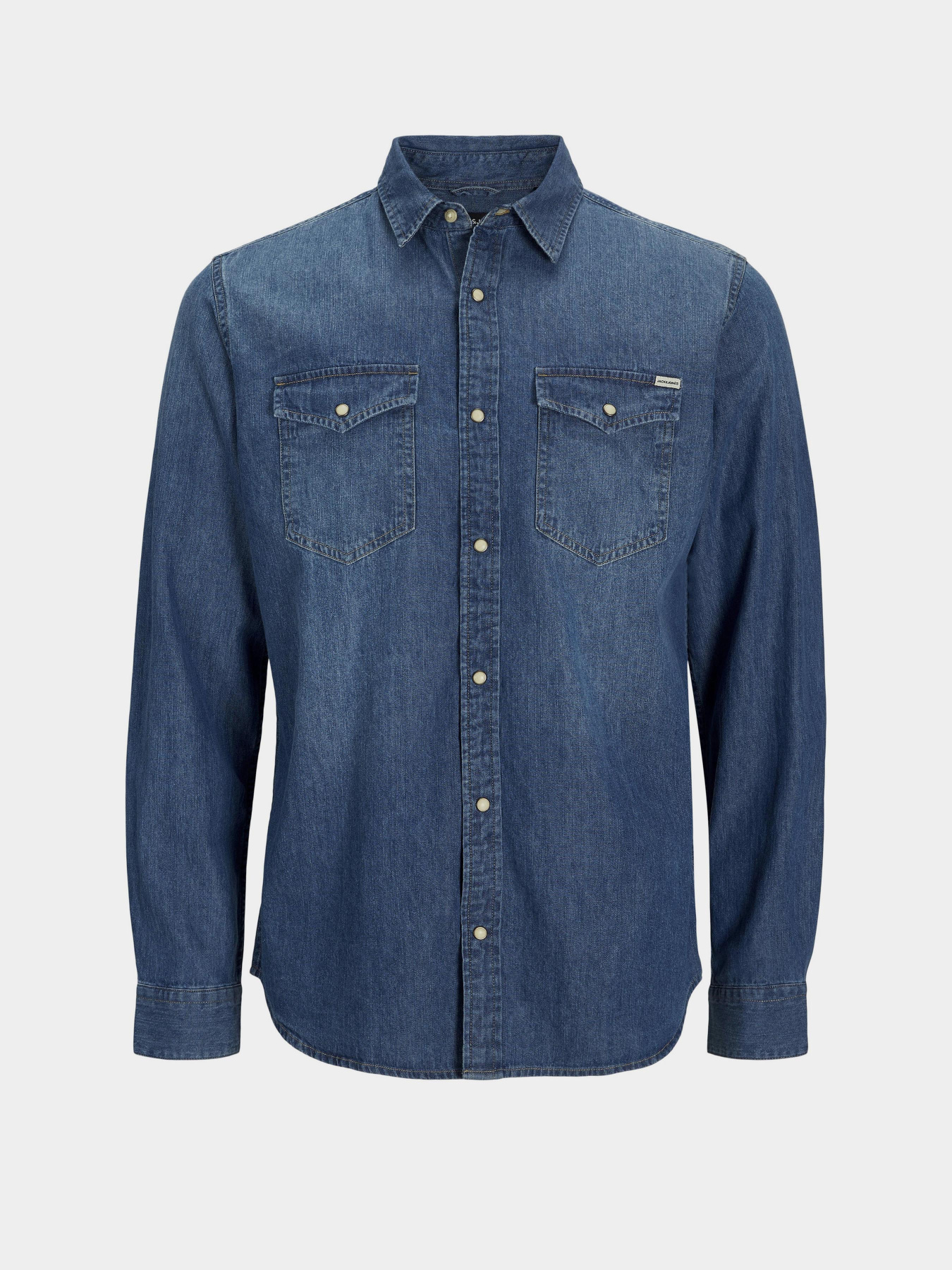 Рубашка JACK & JONES модель 12138115_Medium Blue Denim Slim Фото