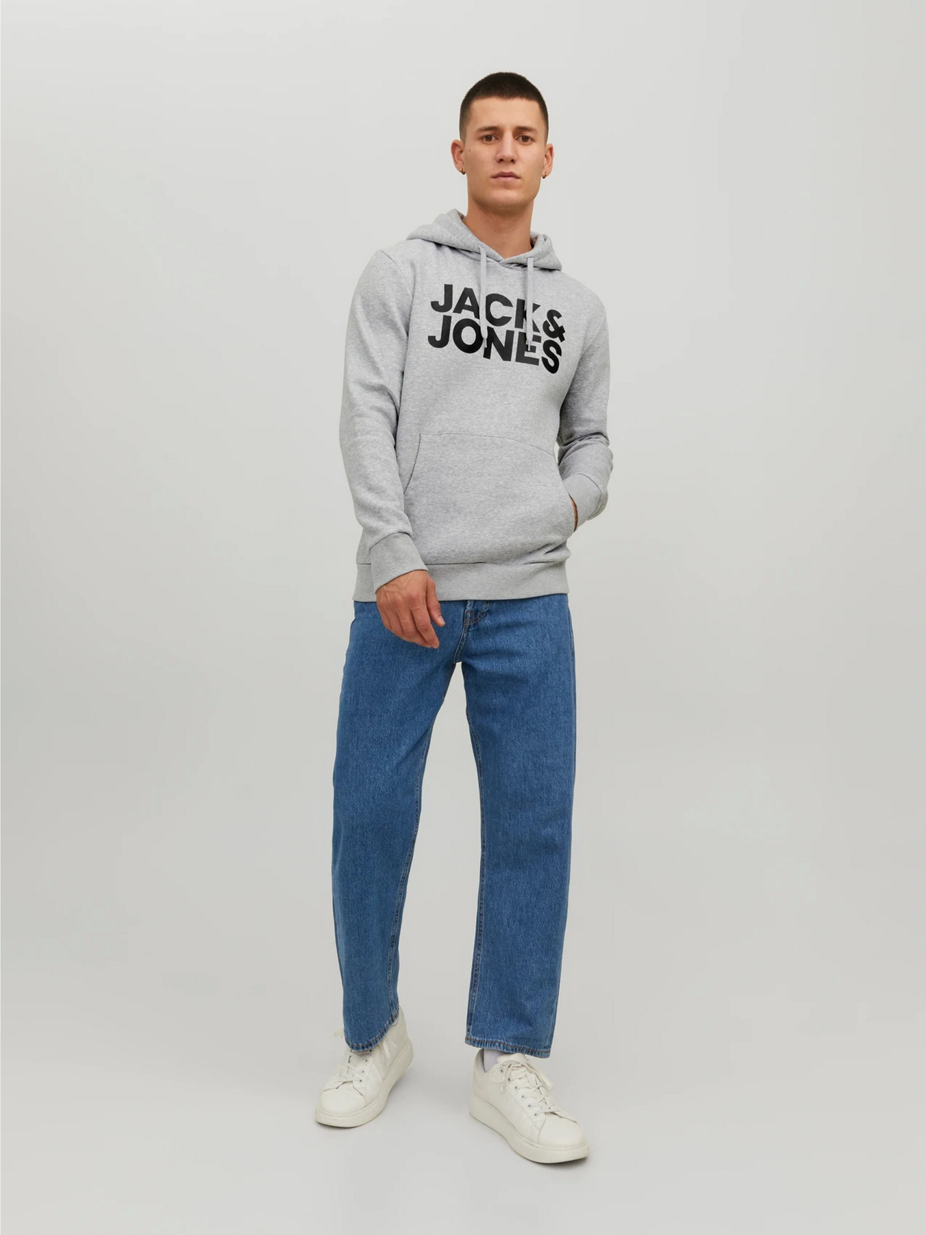 Худи JACK & JONES модель 12152840_Light Grey Melange Reg /La Фото