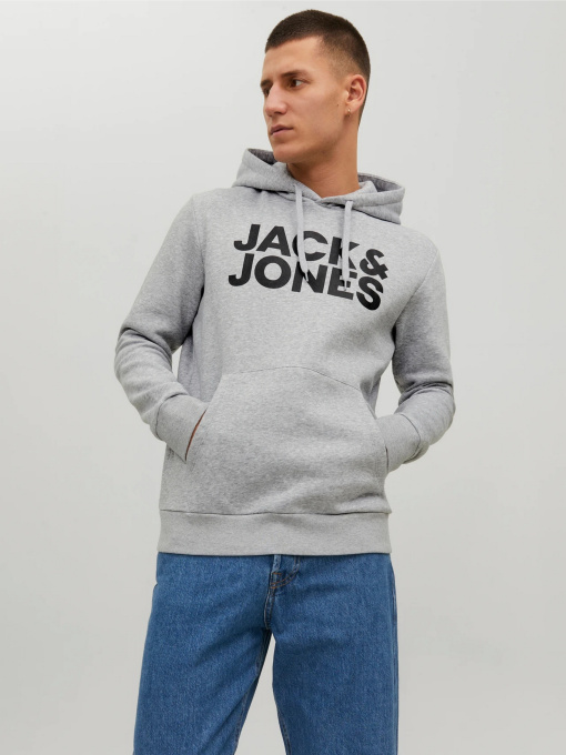 Худи JACK & JONES модель 12152840_Light Grey Melange Reg /La Фото
