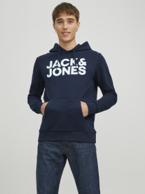 Худі та світшоти JACK & JONES CORP LOGO SWEAT HOOD модель 12152840_Navy Blazer Reg /Large Pri Фото