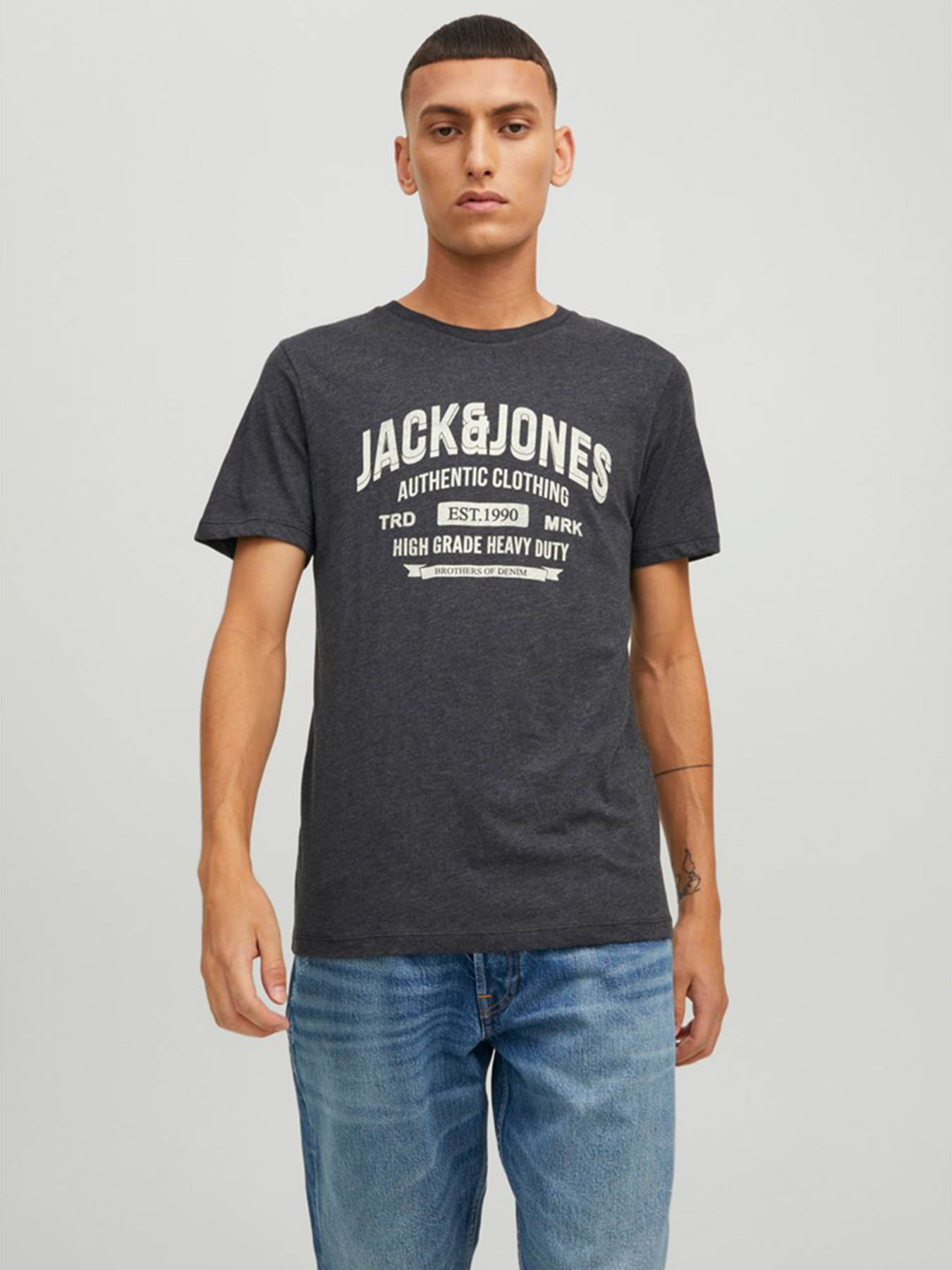 Футболка JACK & JONES модель 12210949_Dark Grey Melange Футболка JACK & JONES модель 12210949_Dark Grey Melange Фото