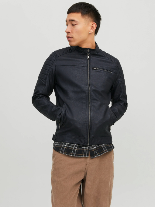 Куртки и дубленки JACK & JONES ROCKY JACKET модель 12147218_Black PU Фото