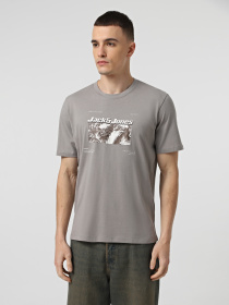 Футболка JACK & JONES Модель 12284423_Gray Flannel Фото