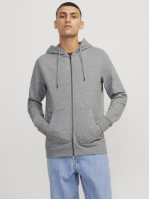 Худі та світшоти JACK & JONES BASIC SWEAT ZIP HOOD модель 12181901_Light Grey Melange REG Фото
