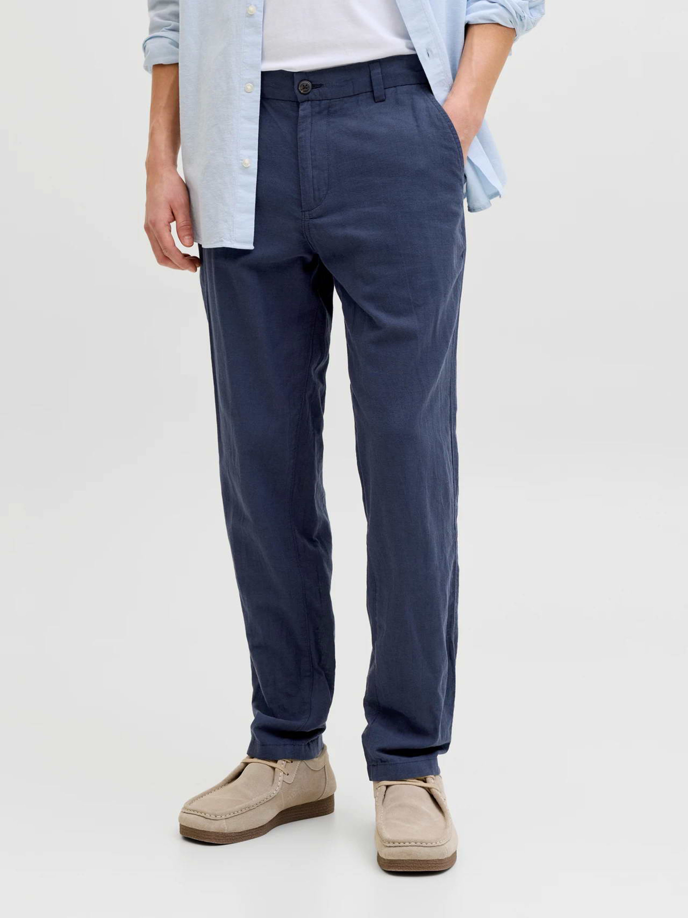 Чоловічі Чіноси JACK & JONES TACE SUMMER LINEN BLEND CHINO (JNJ868) колір темно-синій, матеріал бавовна/льон