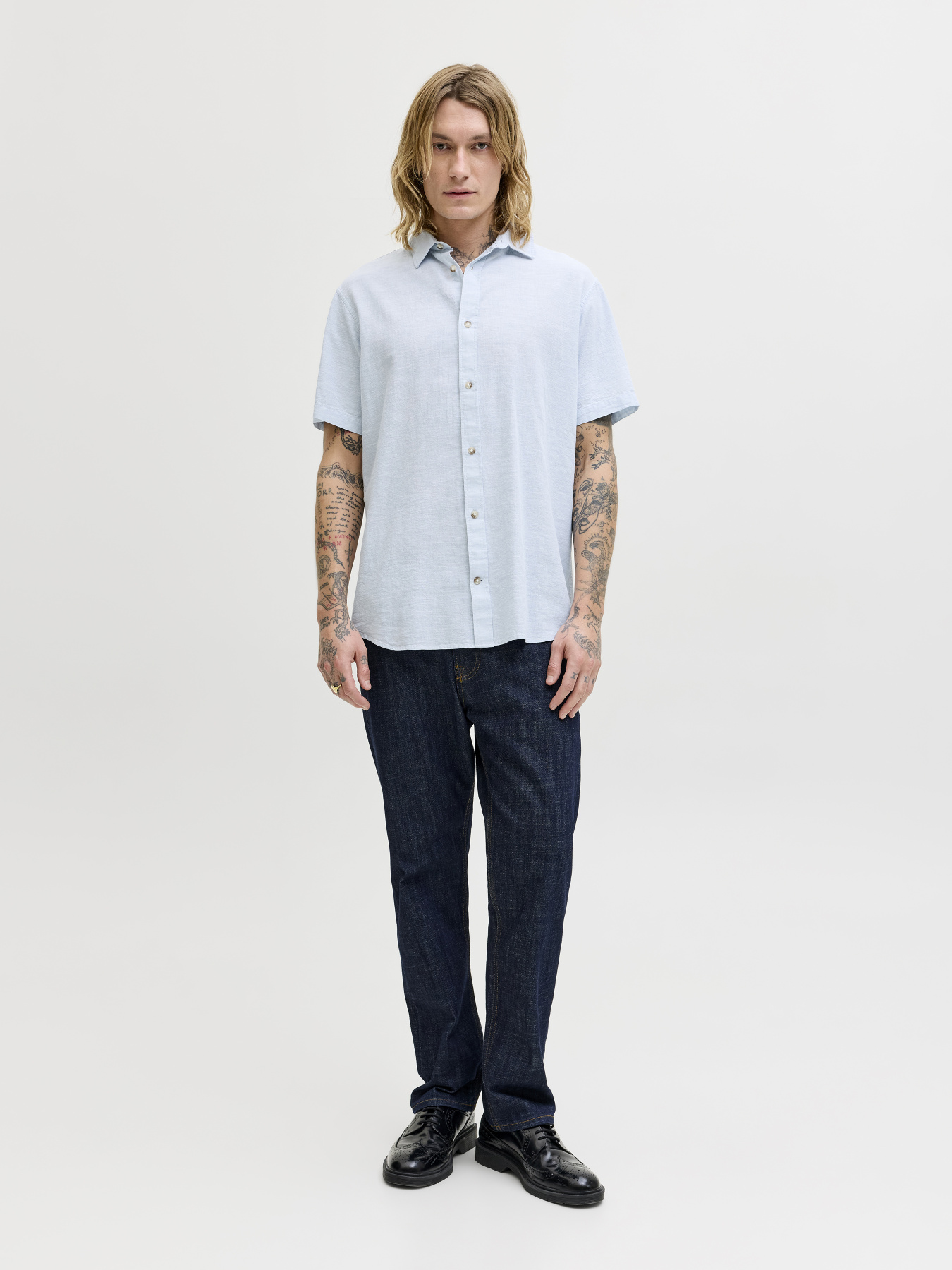 Рубашки JACK & JONES SUMMER LINEN BLEND SHIRT модель 12289160_Celestial Blue Фото