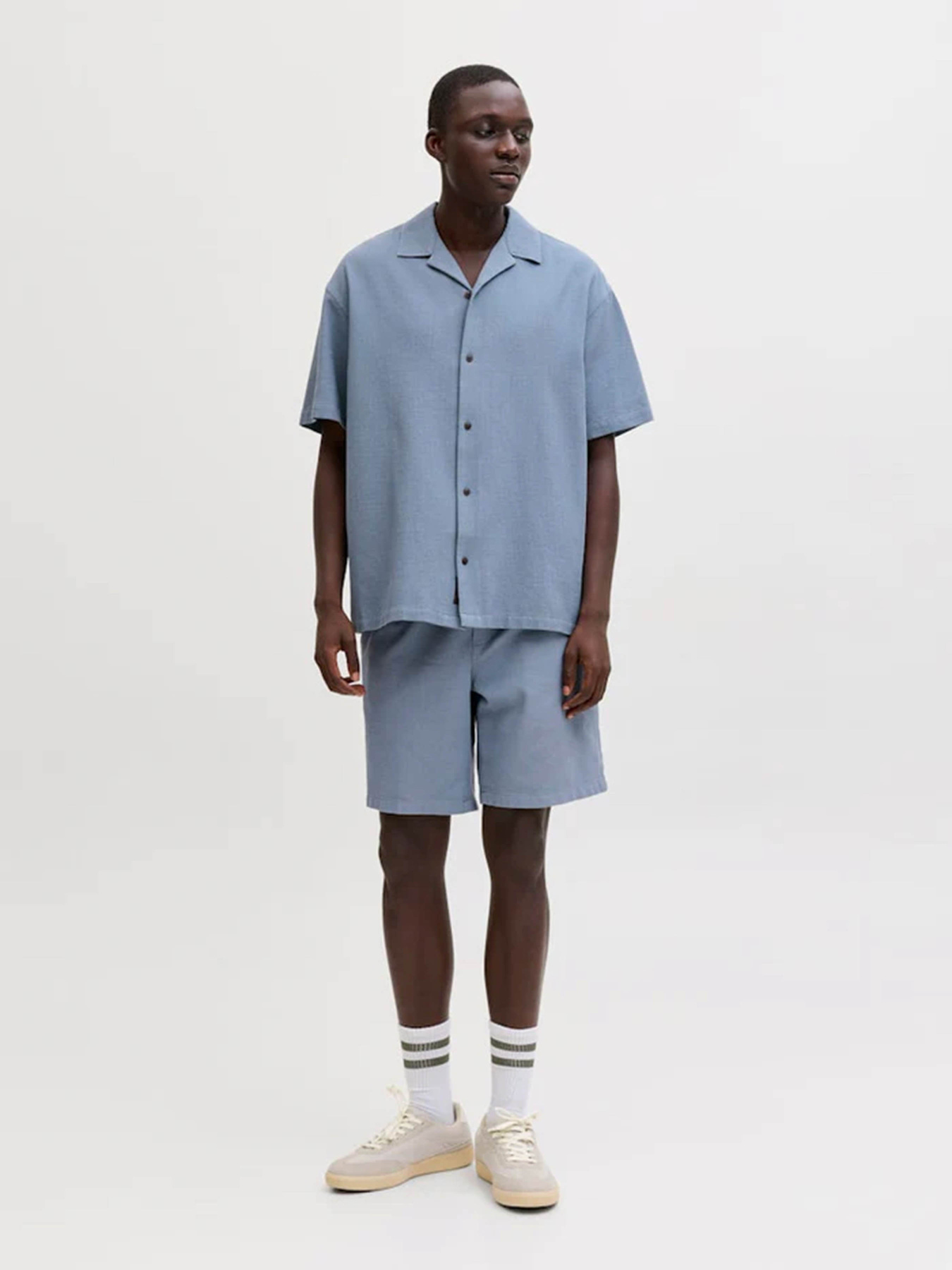 Рубашки JACK & JONES GLOBAL WAFFLE RESORT SHIRT модель 12295551_Blue Mirage Фото