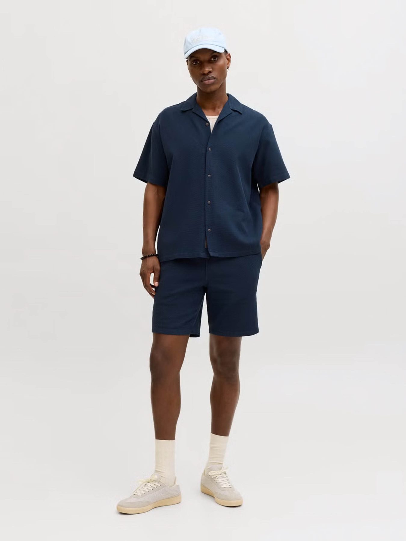 Рубашки JACK & JONES GLOBAL WAFFLE RESORT SHIRT модель 12295551_Navy Blazer Фото