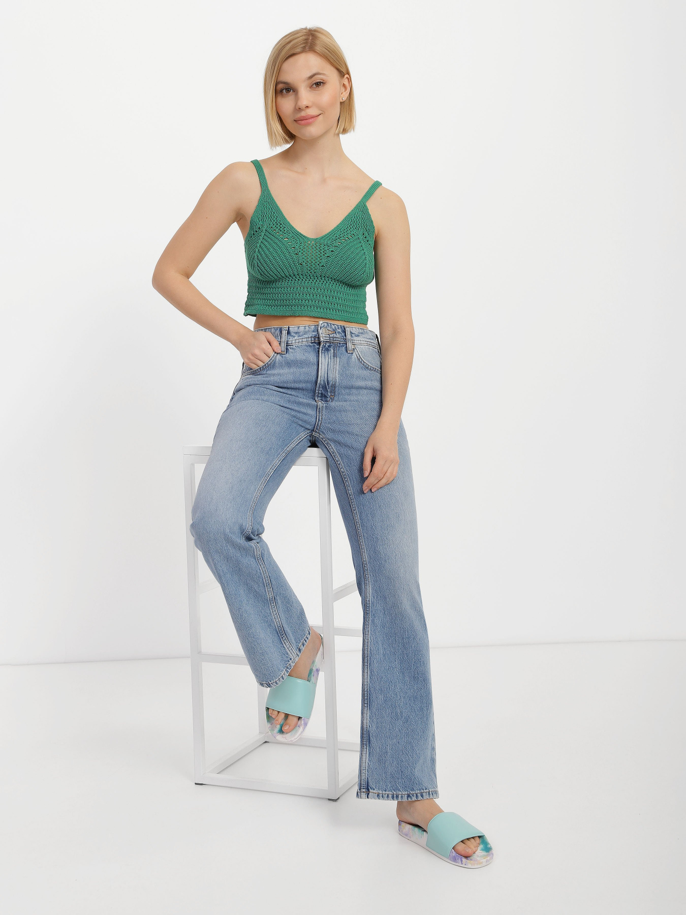 Шлепанцы Skechers Pop Ups - True Color модель 119344 AQUA Фото