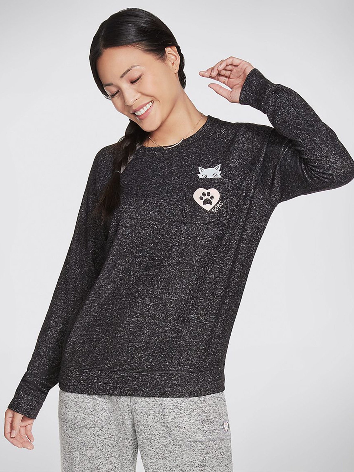 Лонгслив Skechers BOBS SHADY CAT модель BW3LT70 BKCC Фото