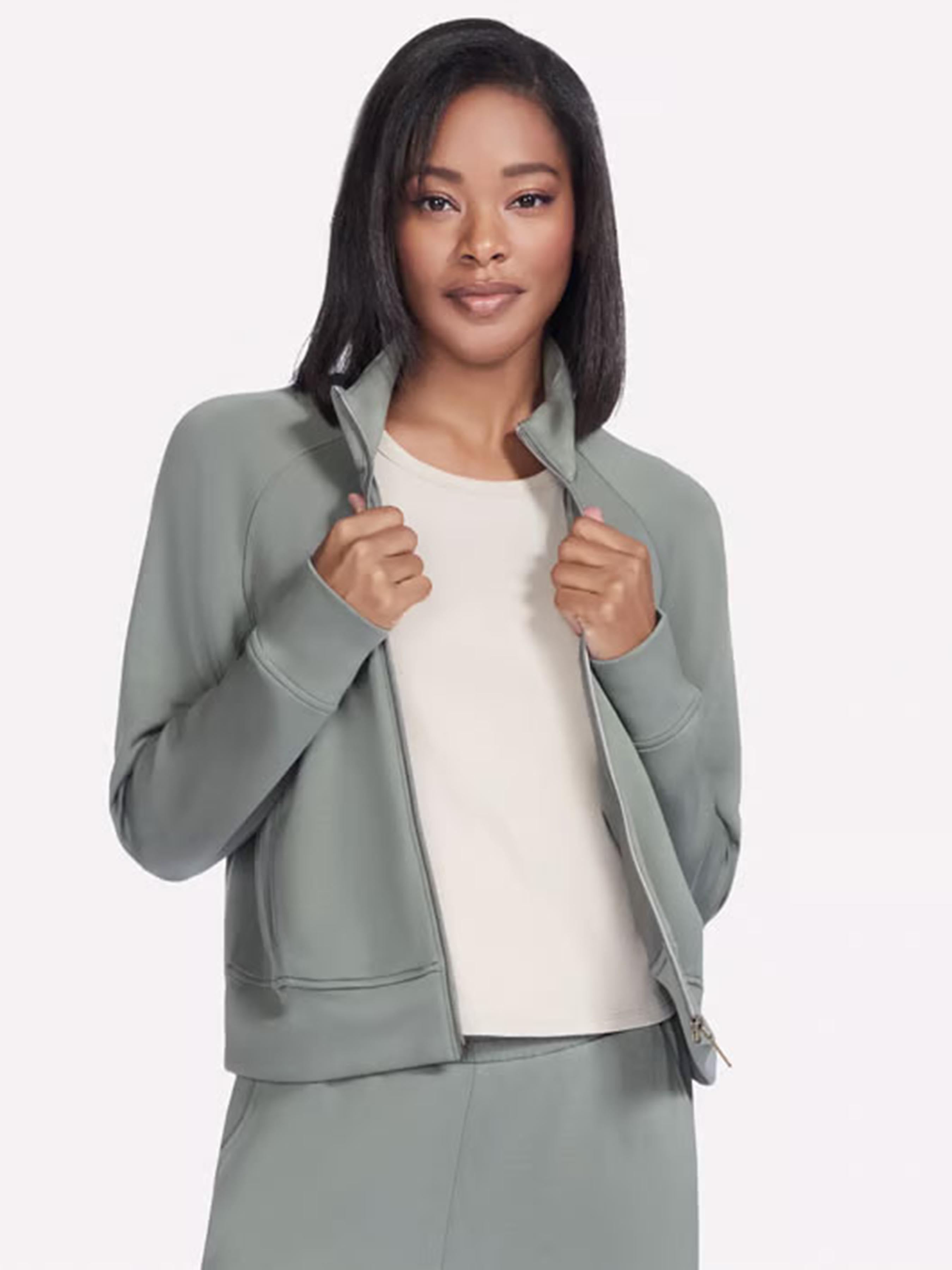 Жіноча Спортивна кофта Skechers SKECHLUXE ELEVATE JACKET (KY667) колір оливковий, матеріал віскоза/поліестер Skechers - купити в Україні