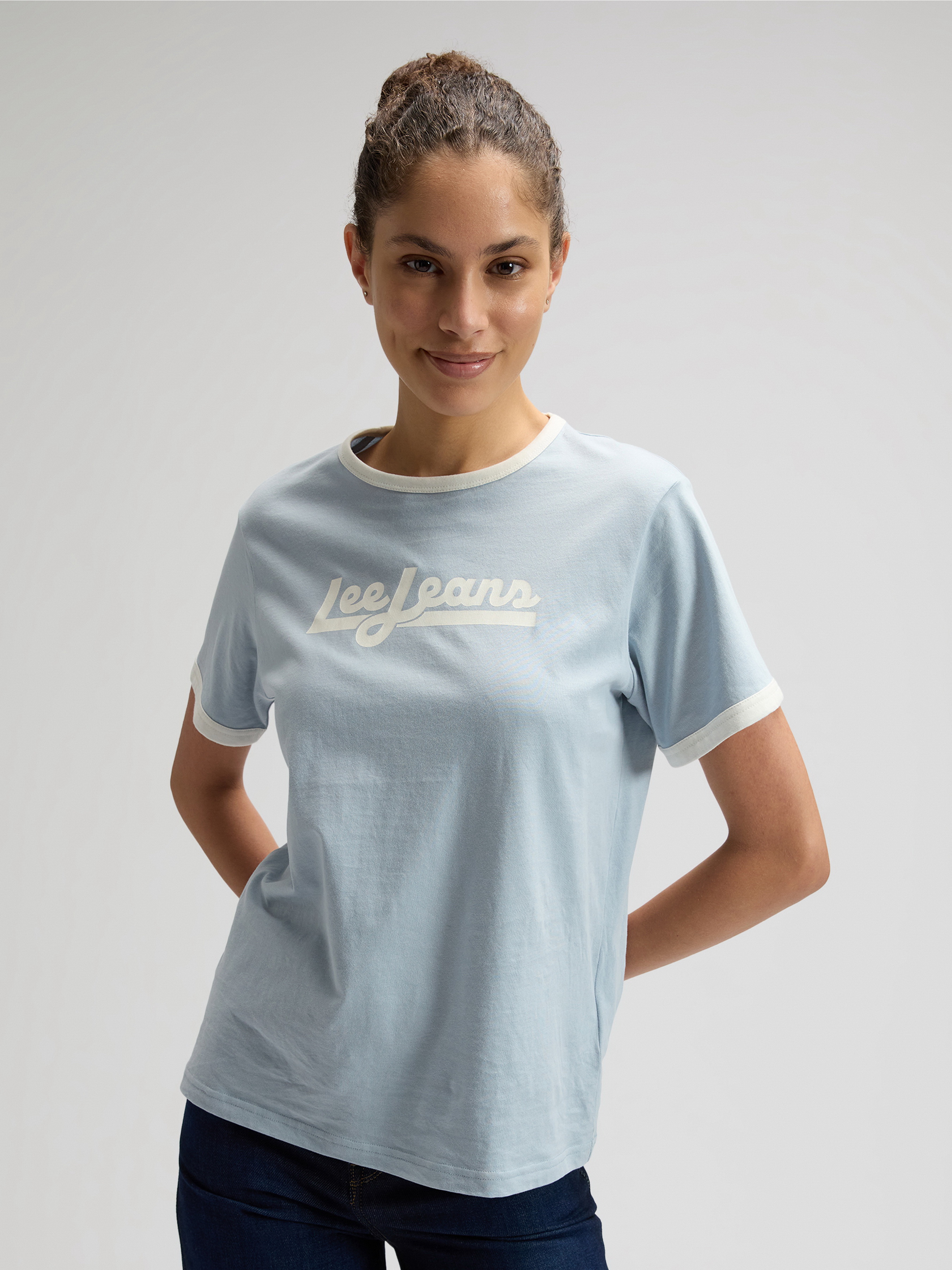 Бавовняна Жіноча Футболка Lee RINGER TEE (LEE776) колір блакитний