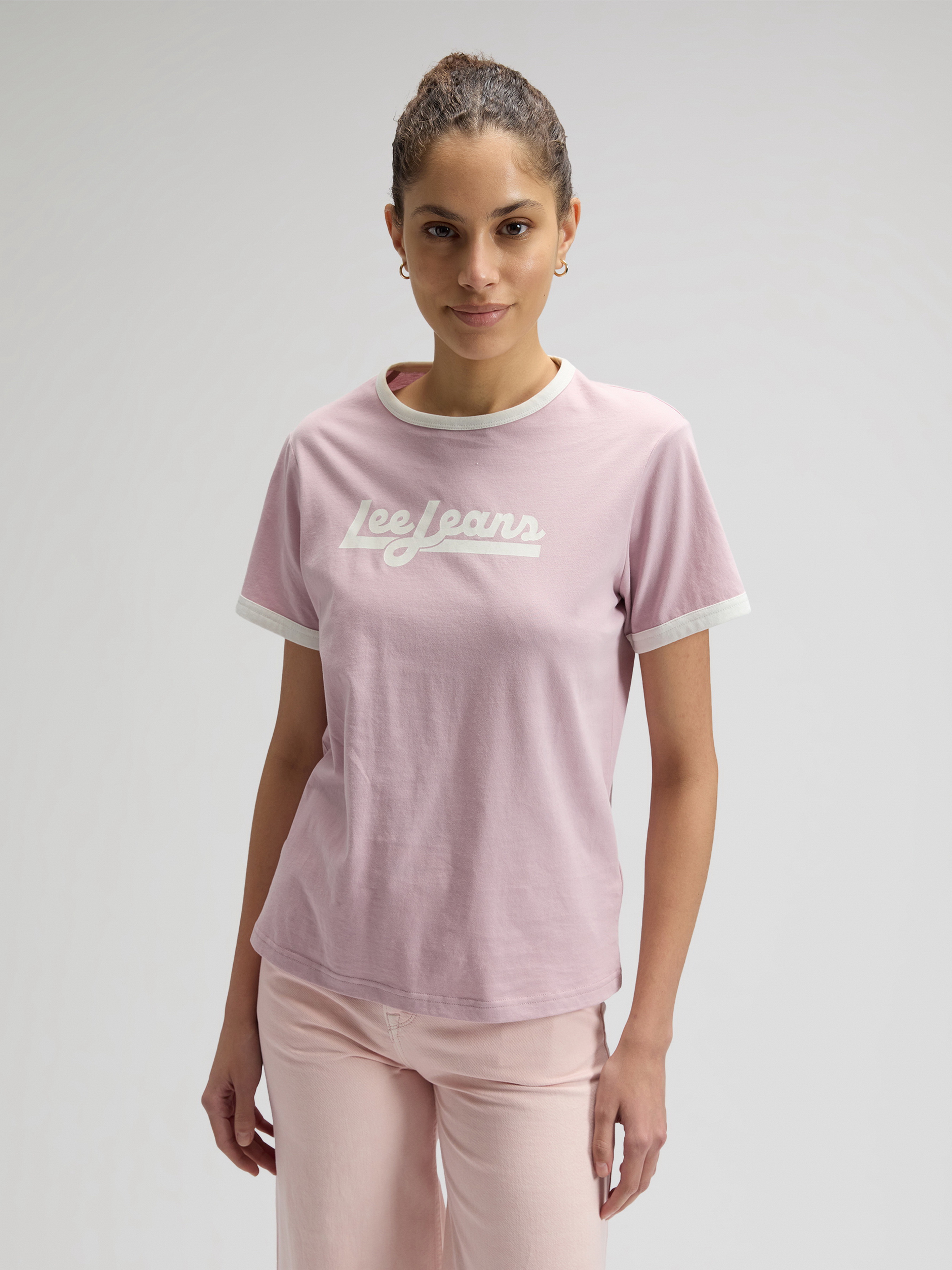 Бавовняна Жіноча Футболка Lee RINGER TEE (LEE777) колір рожевий