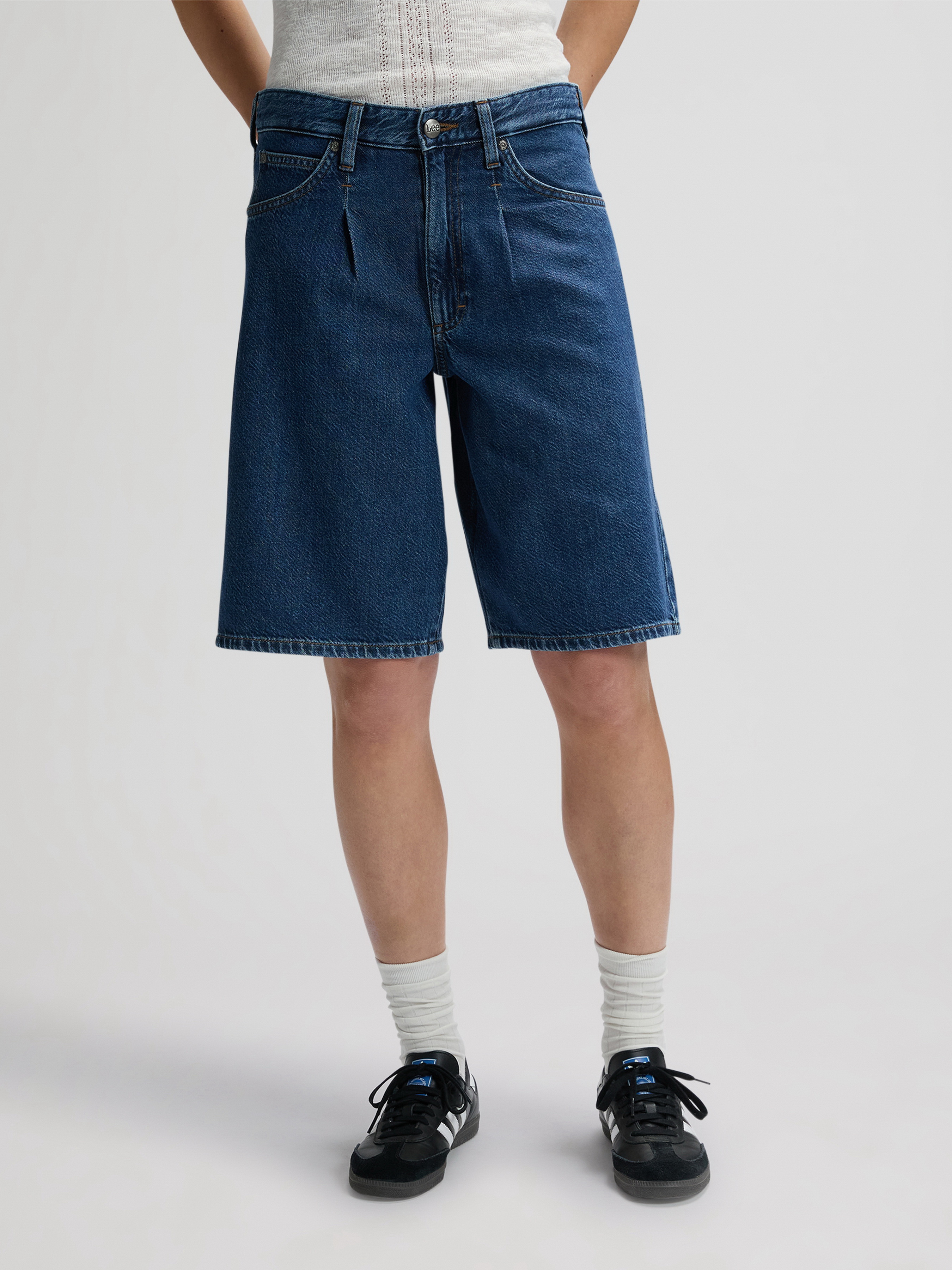 Жіночі Джинсові шорти Lee DRAPEY JORT (LEE779) колір синій, матеріал бавовна/ліоцел